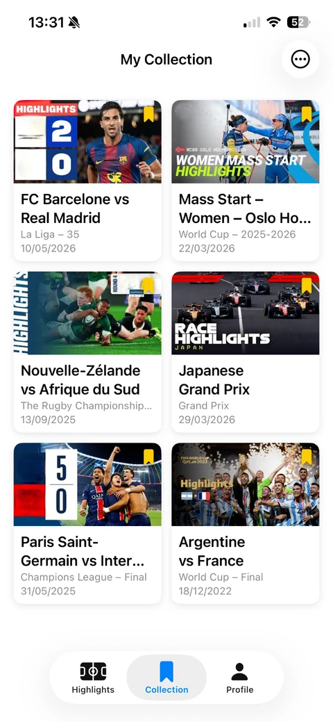 OFI app — official highlights feed